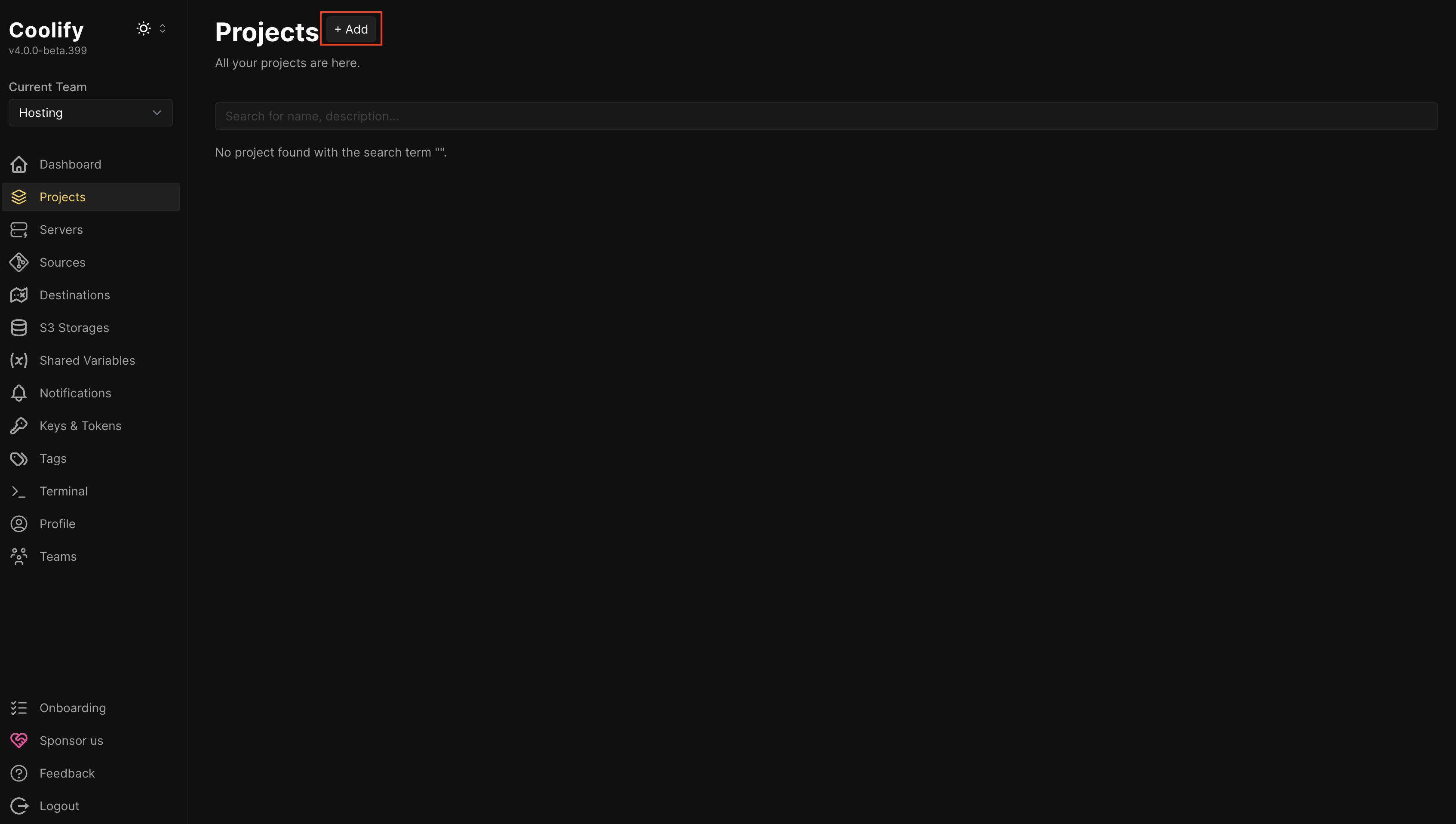 Click Add project
