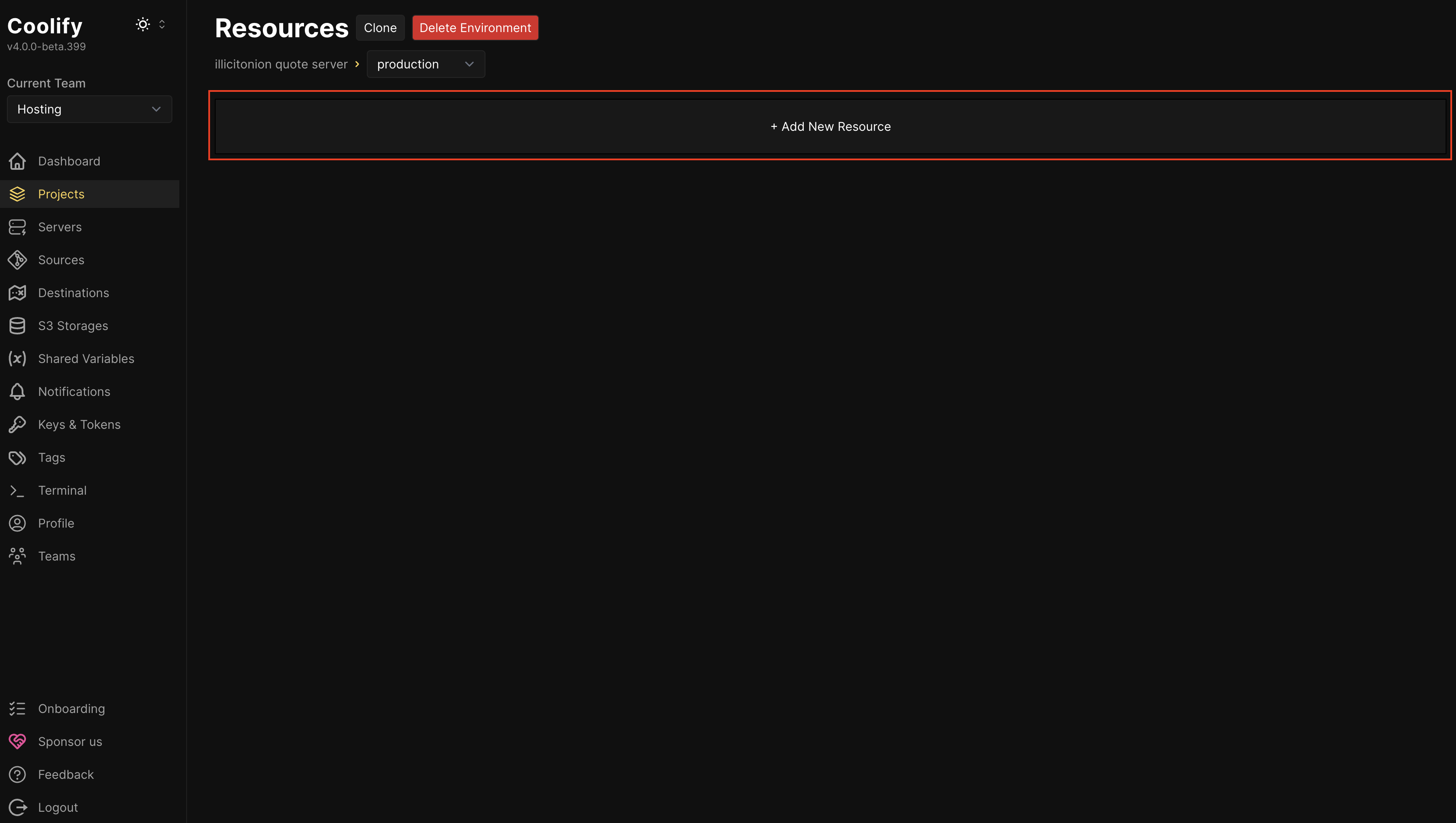 Click Add New Resource