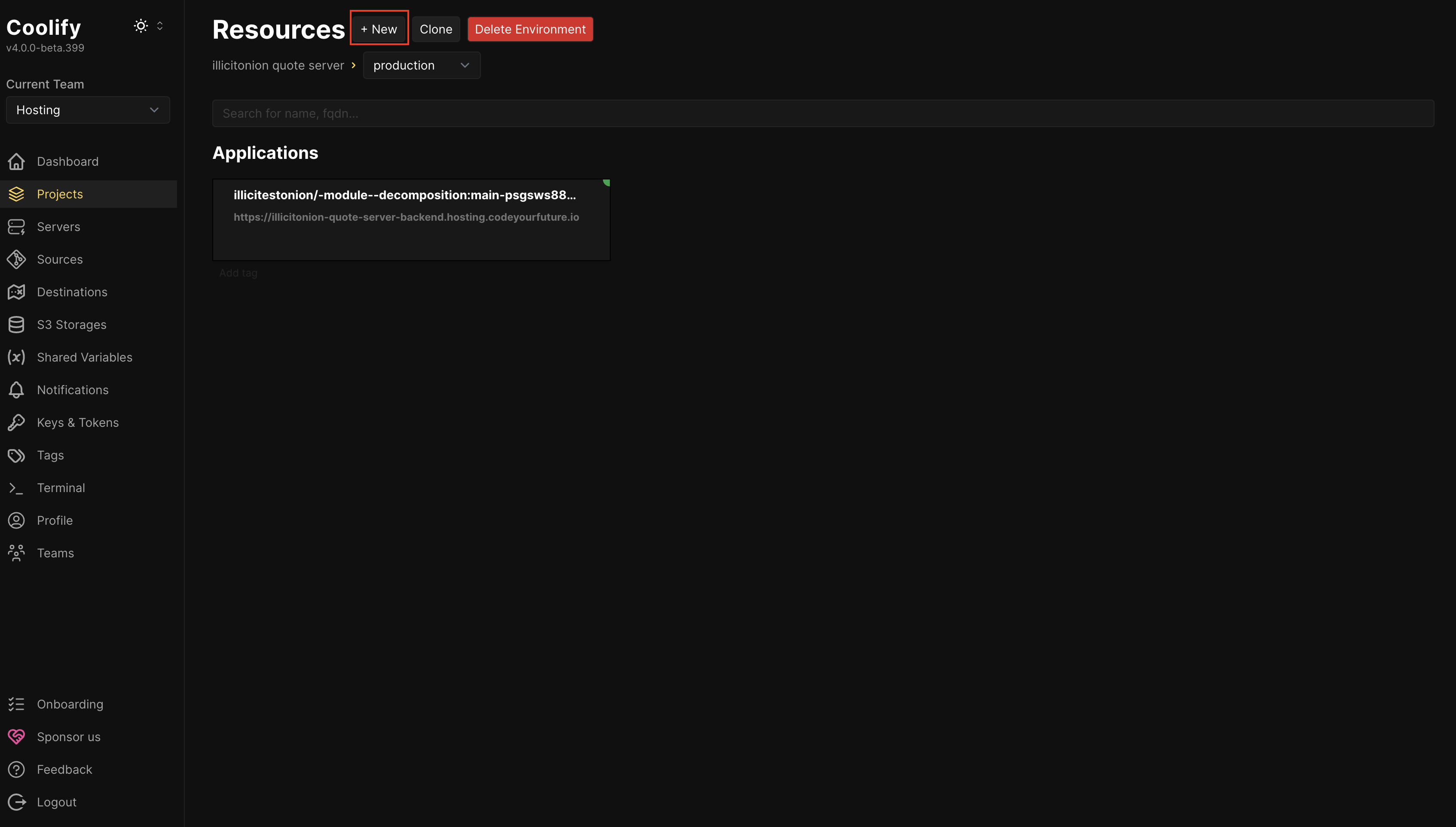 Click Add New Resource