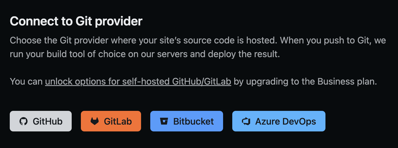 Choose your sites Git provider on Netlify